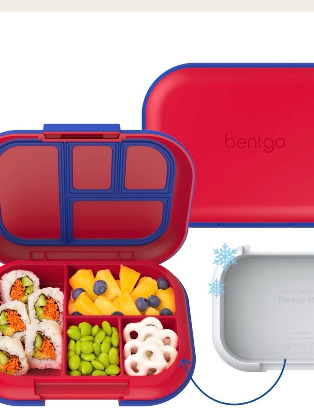 Bentgo Kids Red Compartment Lunchbox with Blue Trim